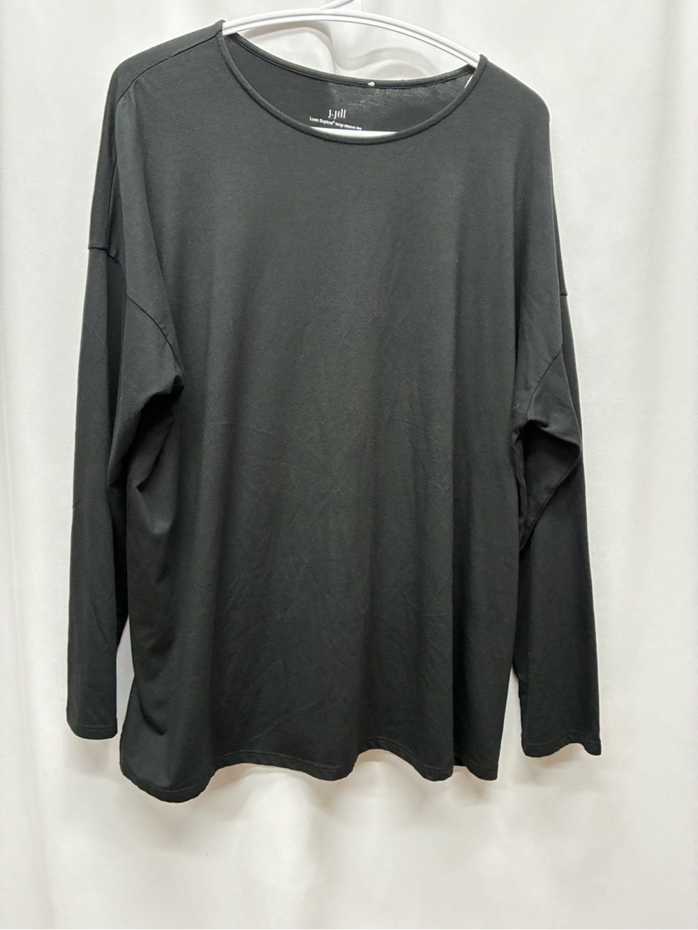 J. Jill Luxe supima long sleeve tee black womens size large classic basic fall